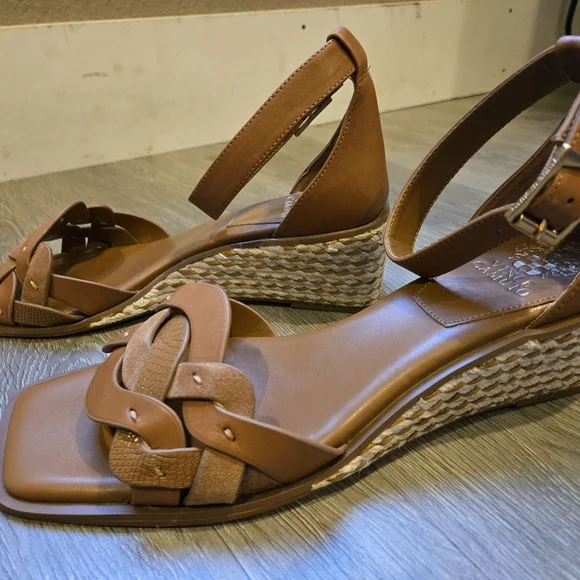 Vince Camuto Baylees Leather Espadrille Wedge Sandal Size 10 - Picture 4 of 7